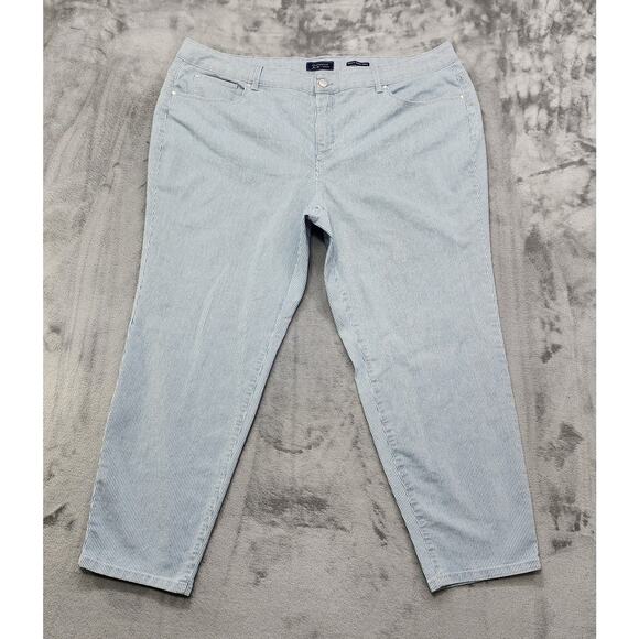 Charter Club Jeans Womens 22W Blue Striped Bristol Skinny Ankle Stretch Denim - Picture 1 of 14